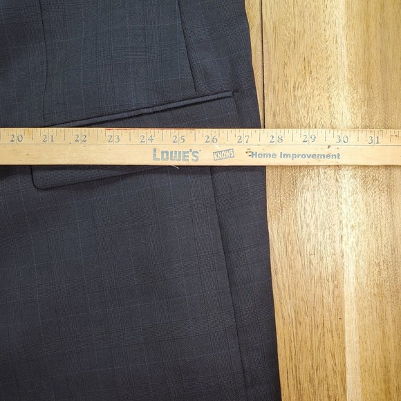 Joseph Abboud Blazer Mens 54R Navy Blue 100% Wool Windowpane Suit Jacket Coat - Picture 8 of 11